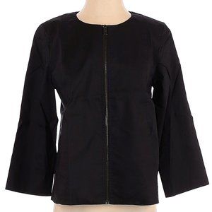 EILEEN FISHER Black Polished Ramie Full-Zip Style 3/4 Sleeves Jacket Size S